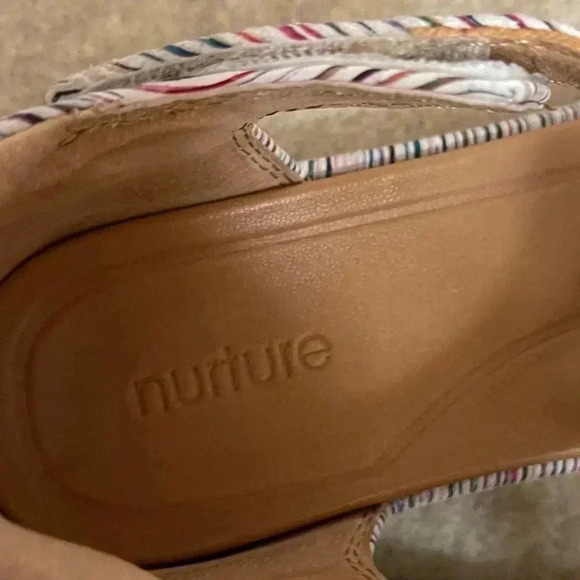 Nurture Multicolor Striped Leather Low Wedge Hook and Loop Sandals Womens size 8 - Picture 6 of 16